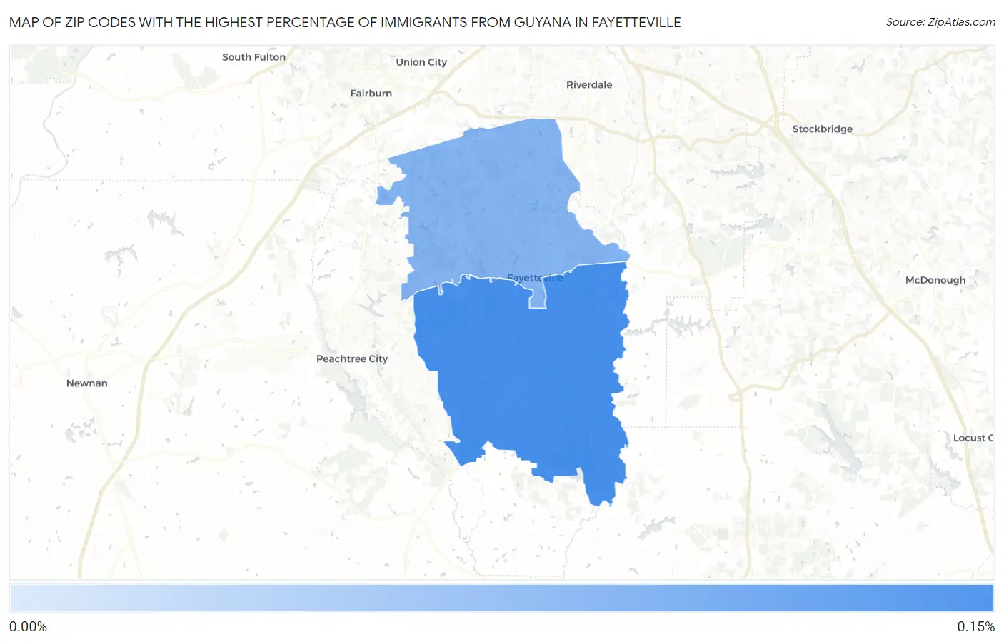 Zip Codes with the Highest Percentage of Immigrants from Guyana in Fayetteville Map