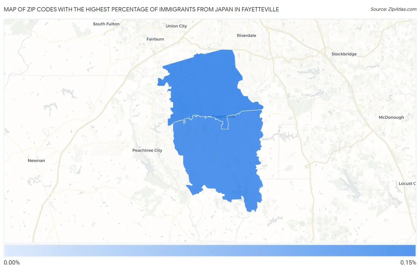 Zip Codes with the Highest Percentage of Immigrants from Japan in Fayetteville Map