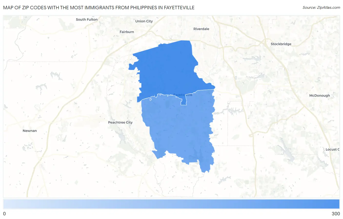Zip Codes with the Most Immigrants from Philippines in Fayetteville Map