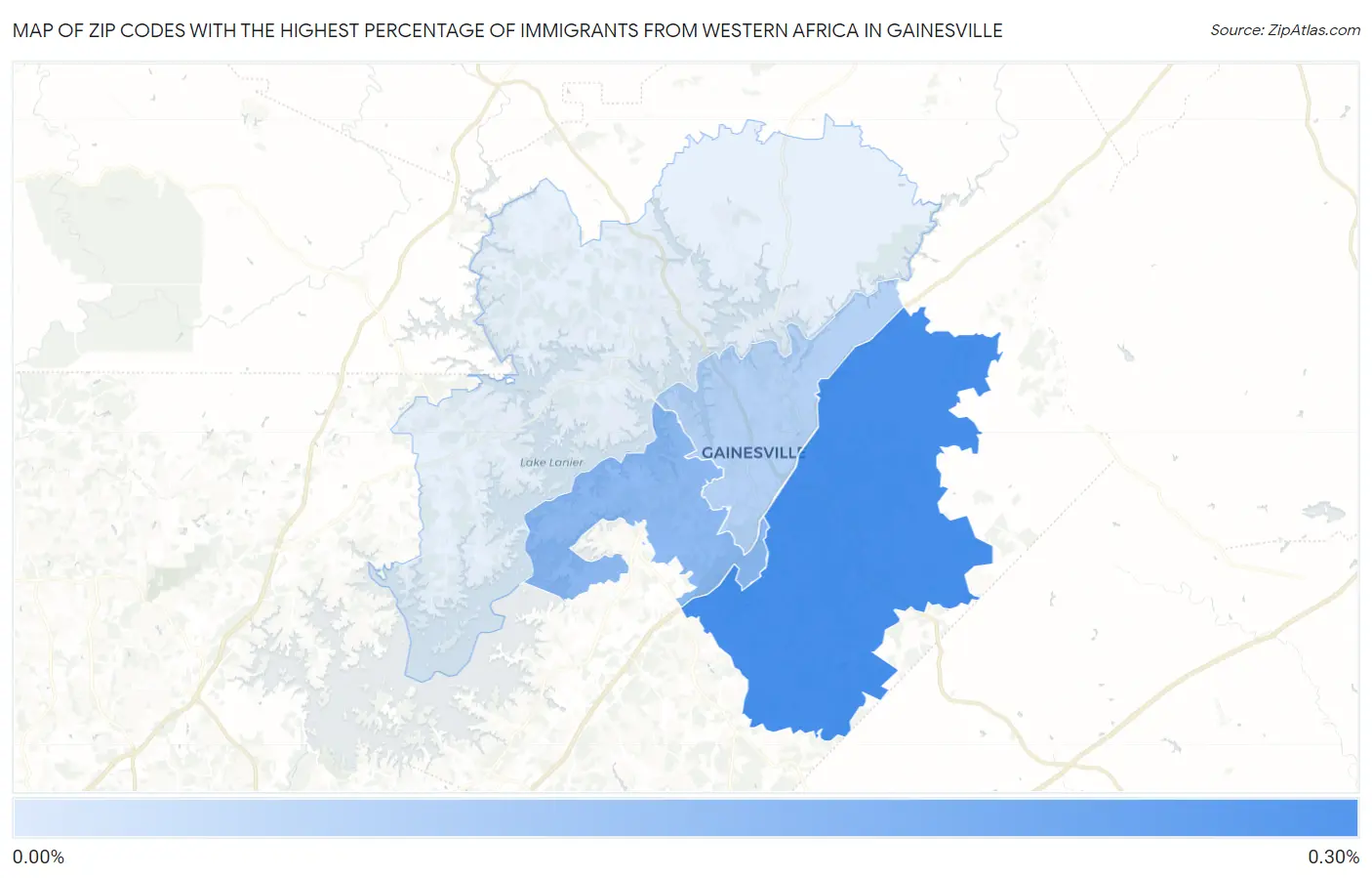 Zip Codes with the Highest Percentage of Immigrants from Western Africa in Gainesville Map