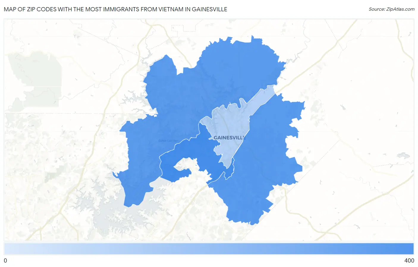 Zip Codes with the Most Immigrants from Vietnam in Gainesville Map