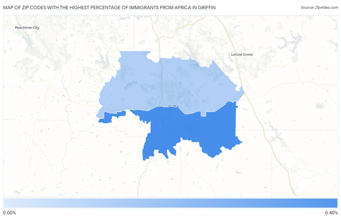 Zip Codes with the Highest Percentage of Immigrants from Africa in Griffin Map