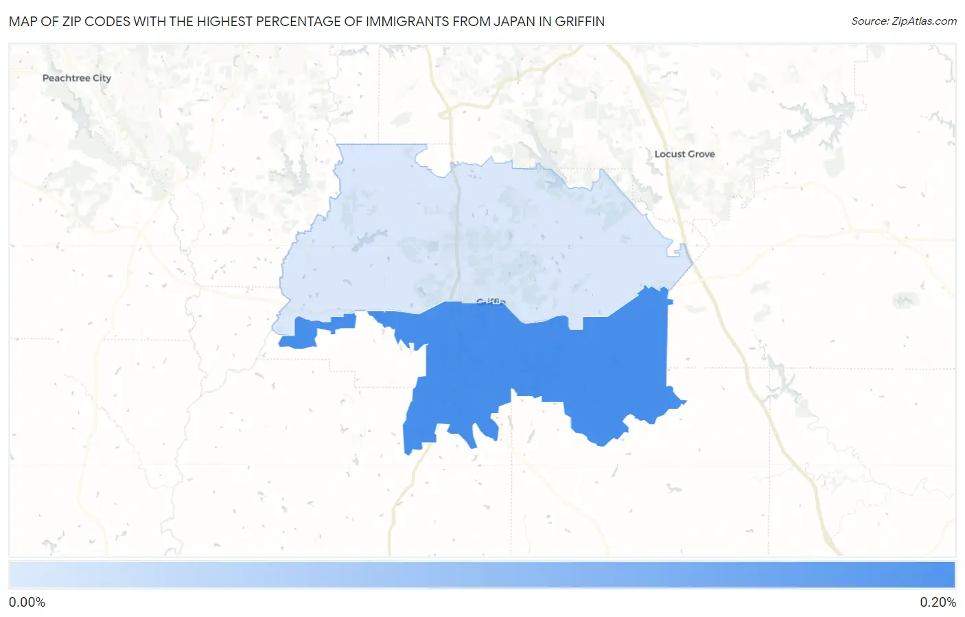 Zip Codes with the Highest Percentage of Immigrants from Japan in Griffin Map