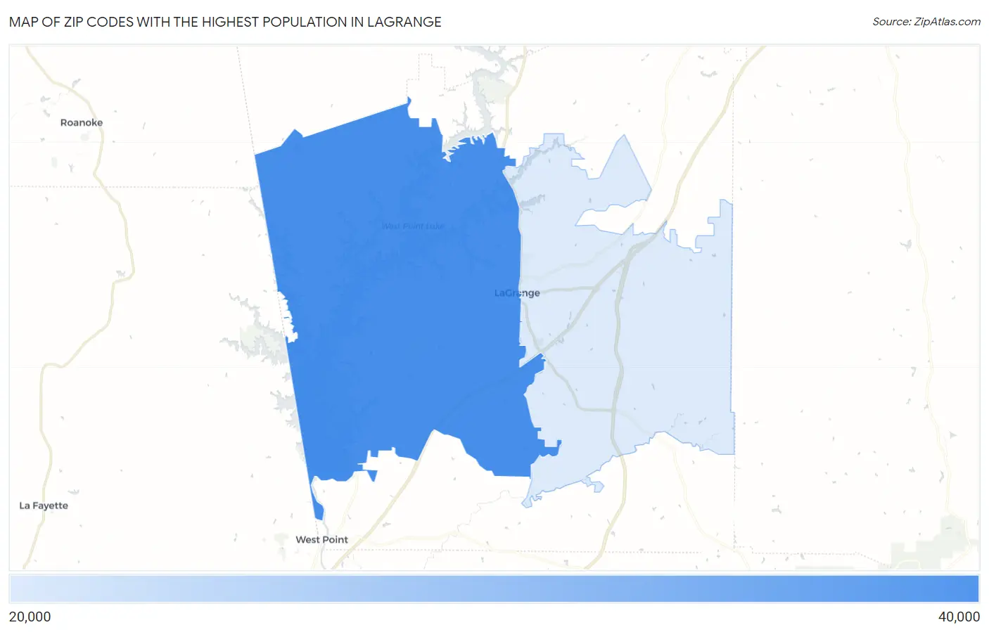 Zip Codes with the Highest Population in Lagrange Map