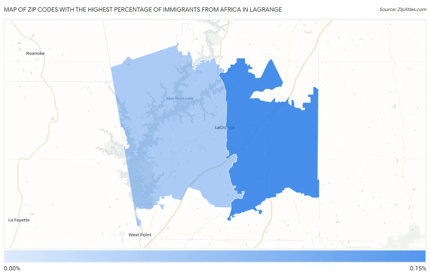 Zip Codes with the Highest Percentage of Immigrants from Africa in Lagrange Map