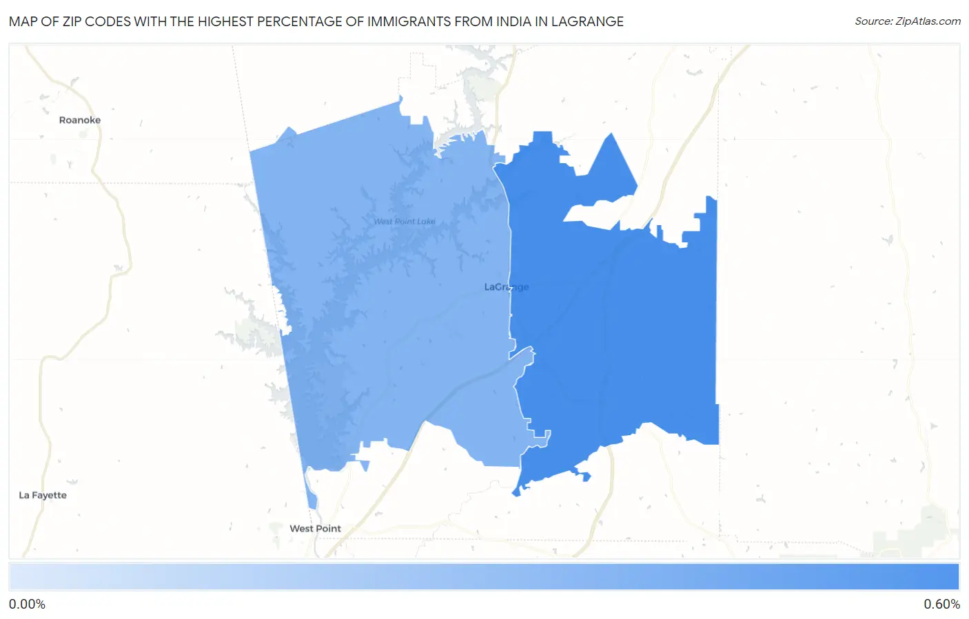 Zip Codes with the Highest Percentage of Immigrants from India in Lagrange Map