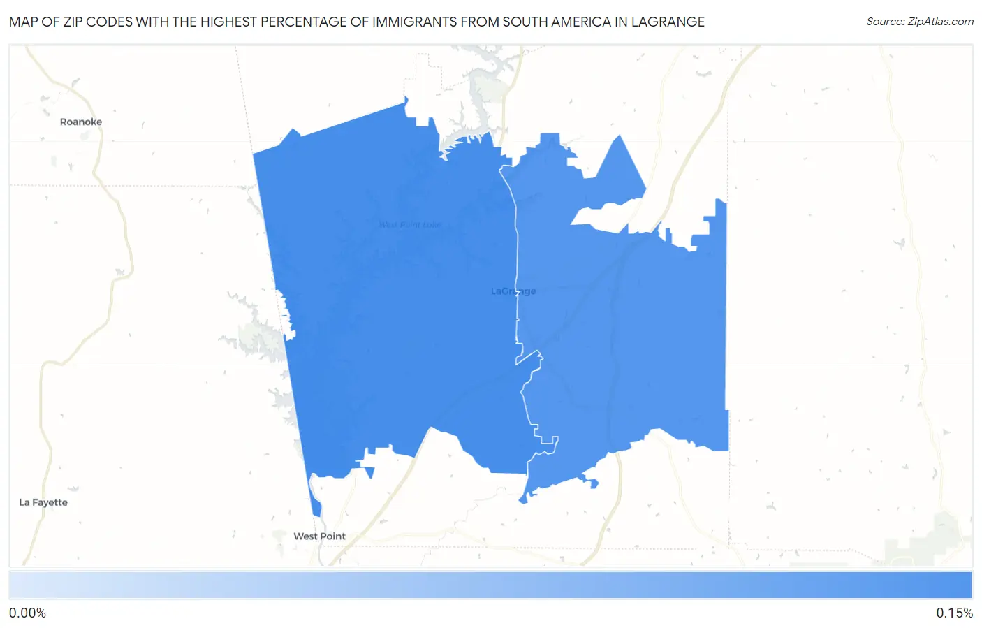 Zip Codes with the Highest Percentage of Immigrants from South America in Lagrange Map