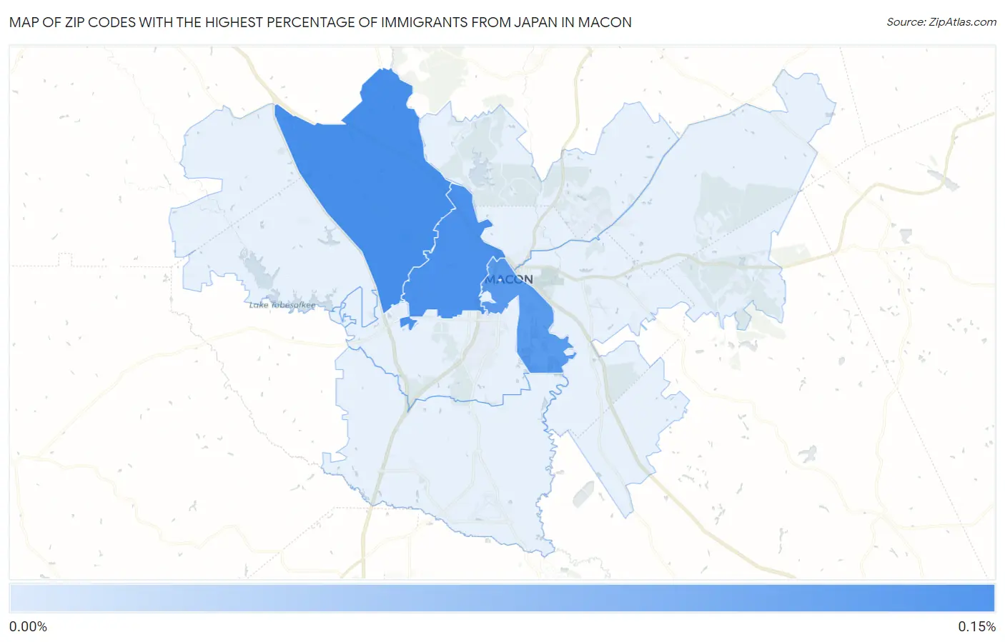 Zip Codes with the Highest Percentage of Immigrants from Japan in Macon Map
