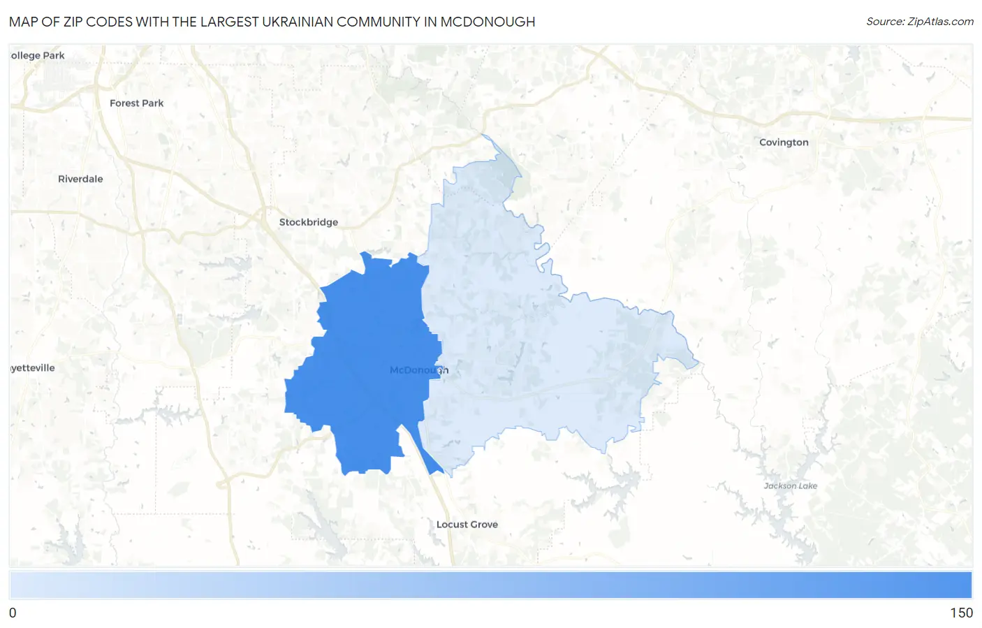 Zip Codes with the Largest Ukrainian Community in Mcdonough Map