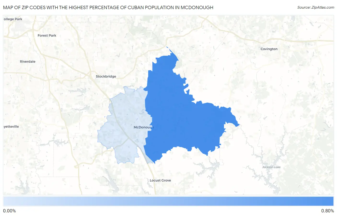 Zip Codes with the Highest Percentage of Cuban Population in Mcdonough Map