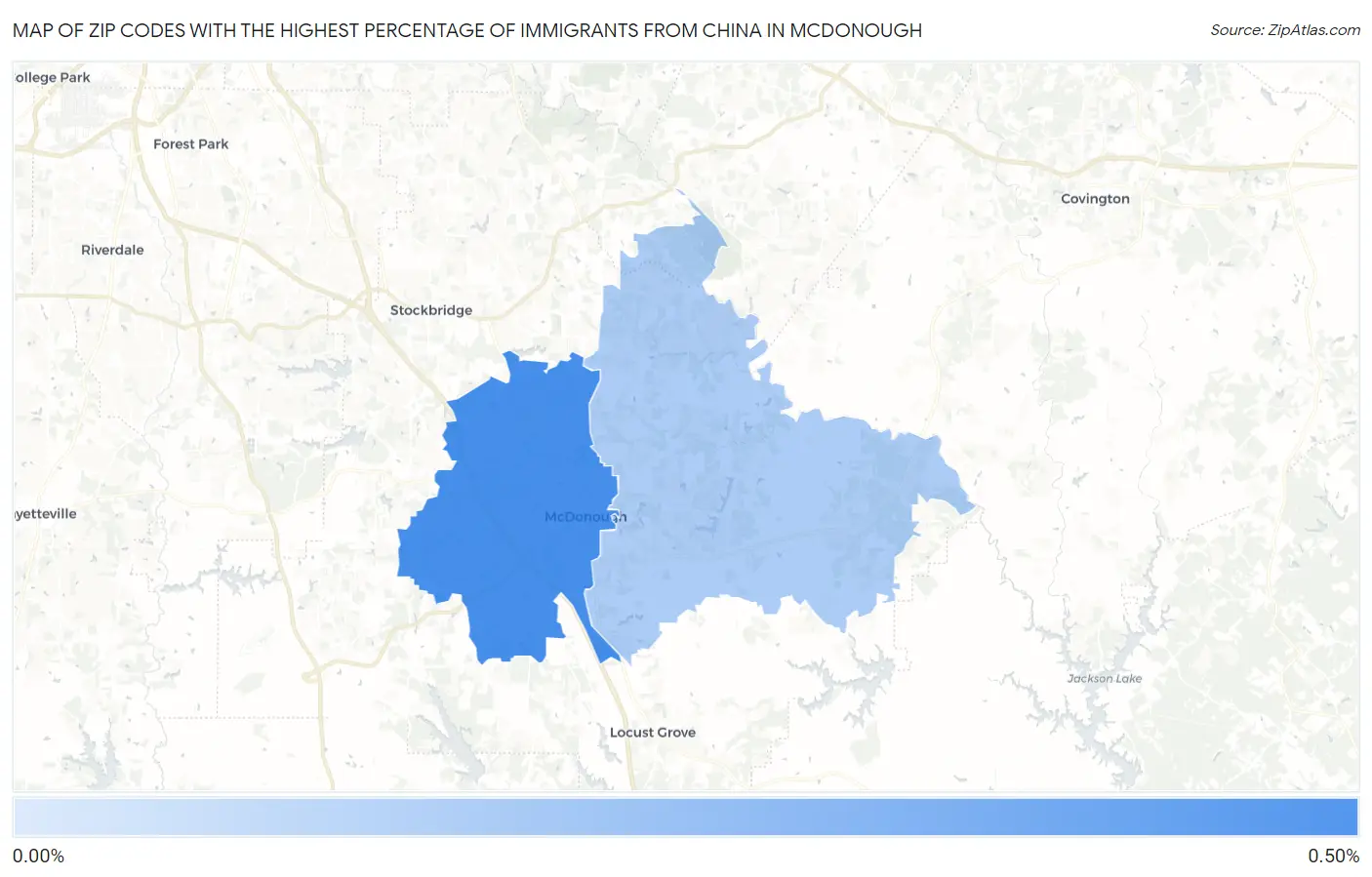 Zip Codes with the Highest Percentage of Immigrants from China in Mcdonough Map