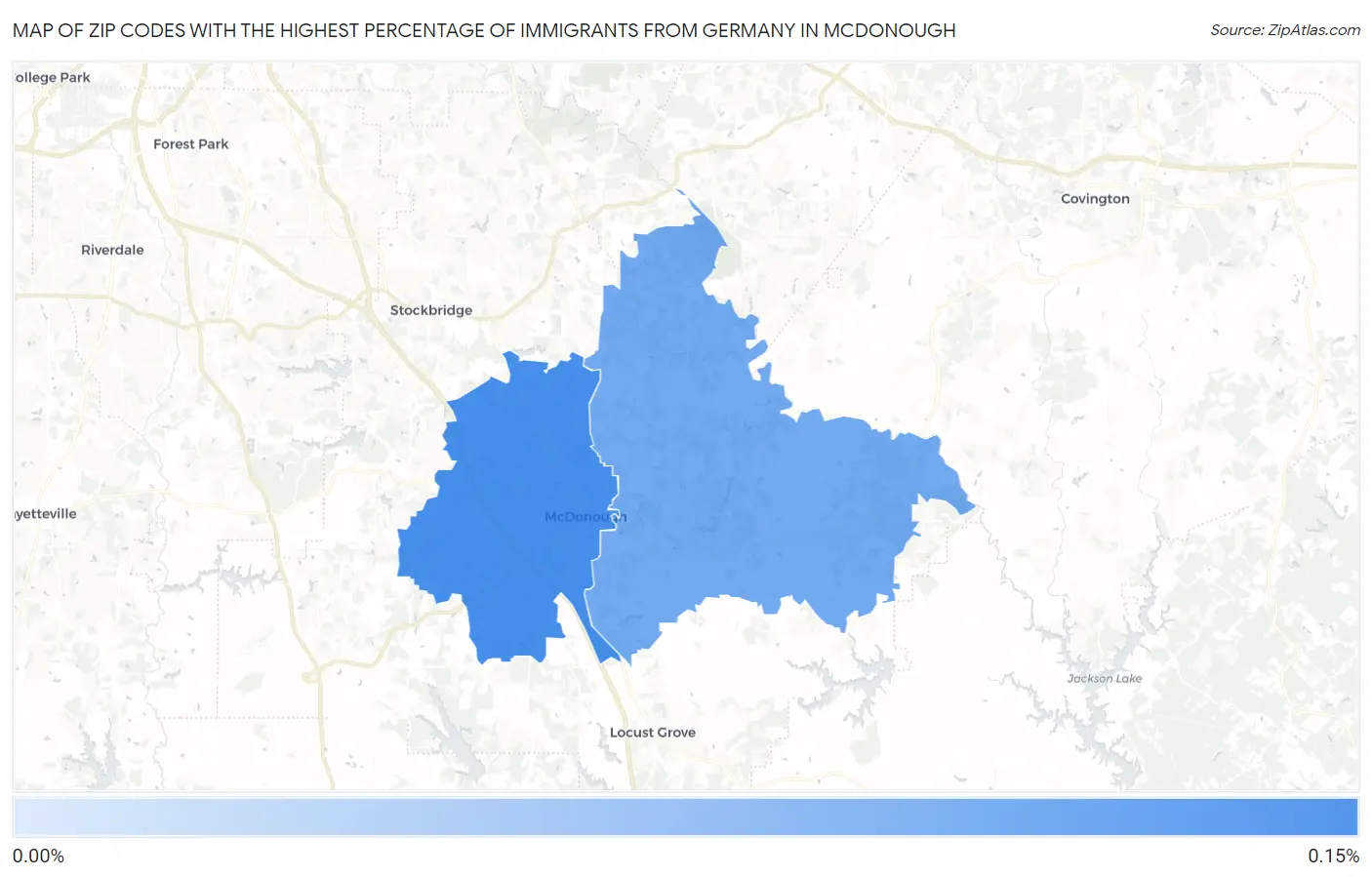 Zip Codes with the Highest Percentage of Immigrants from Germany in Mcdonough Map