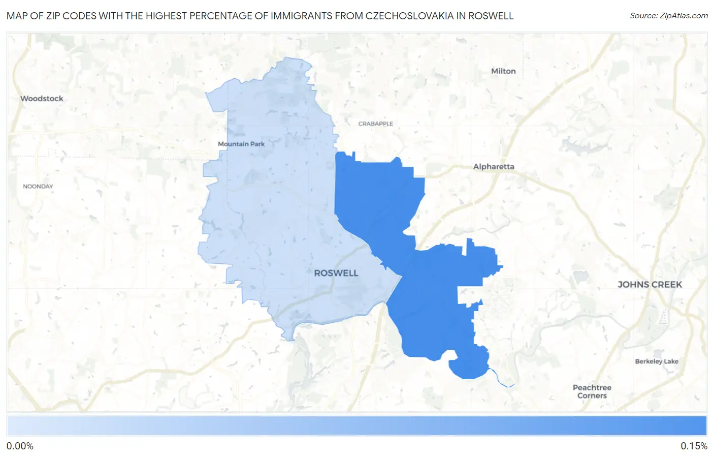 Zip Codes with the Highest Percentage of Immigrants from Czechoslovakia in Roswell Map