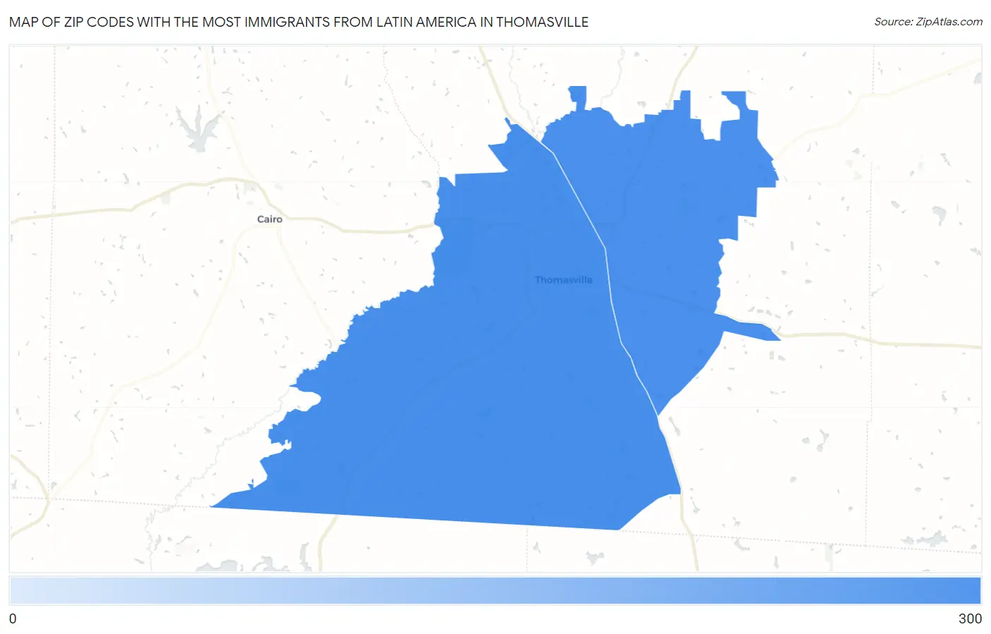 Zip Codes with the Most Immigrants from Latin America in Thomasville Map