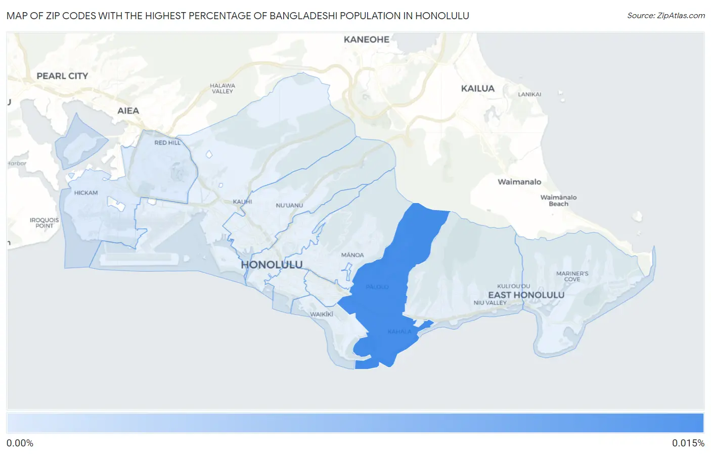 Zip Codes with the Highest Percentage of Bangladeshi Population in Honolulu Map