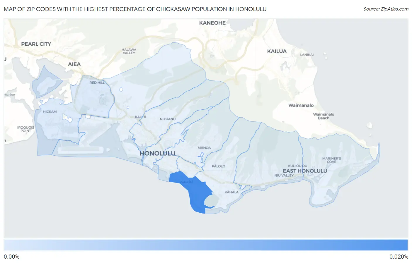 Zip Codes with the Highest Percentage of Chickasaw Population in Honolulu Map