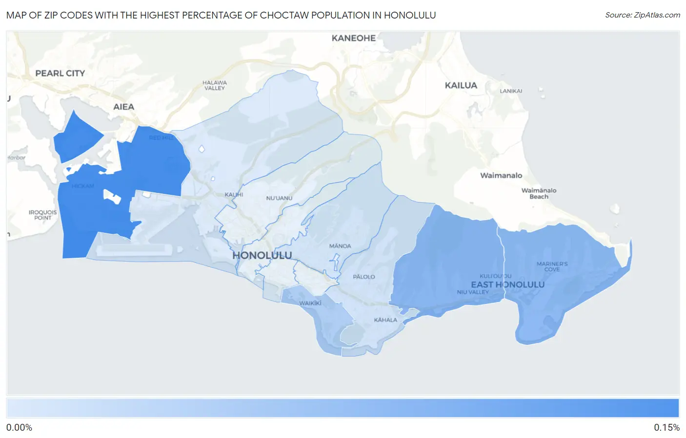 Zip Codes with the Highest Percentage of Choctaw Population in Honolulu Map