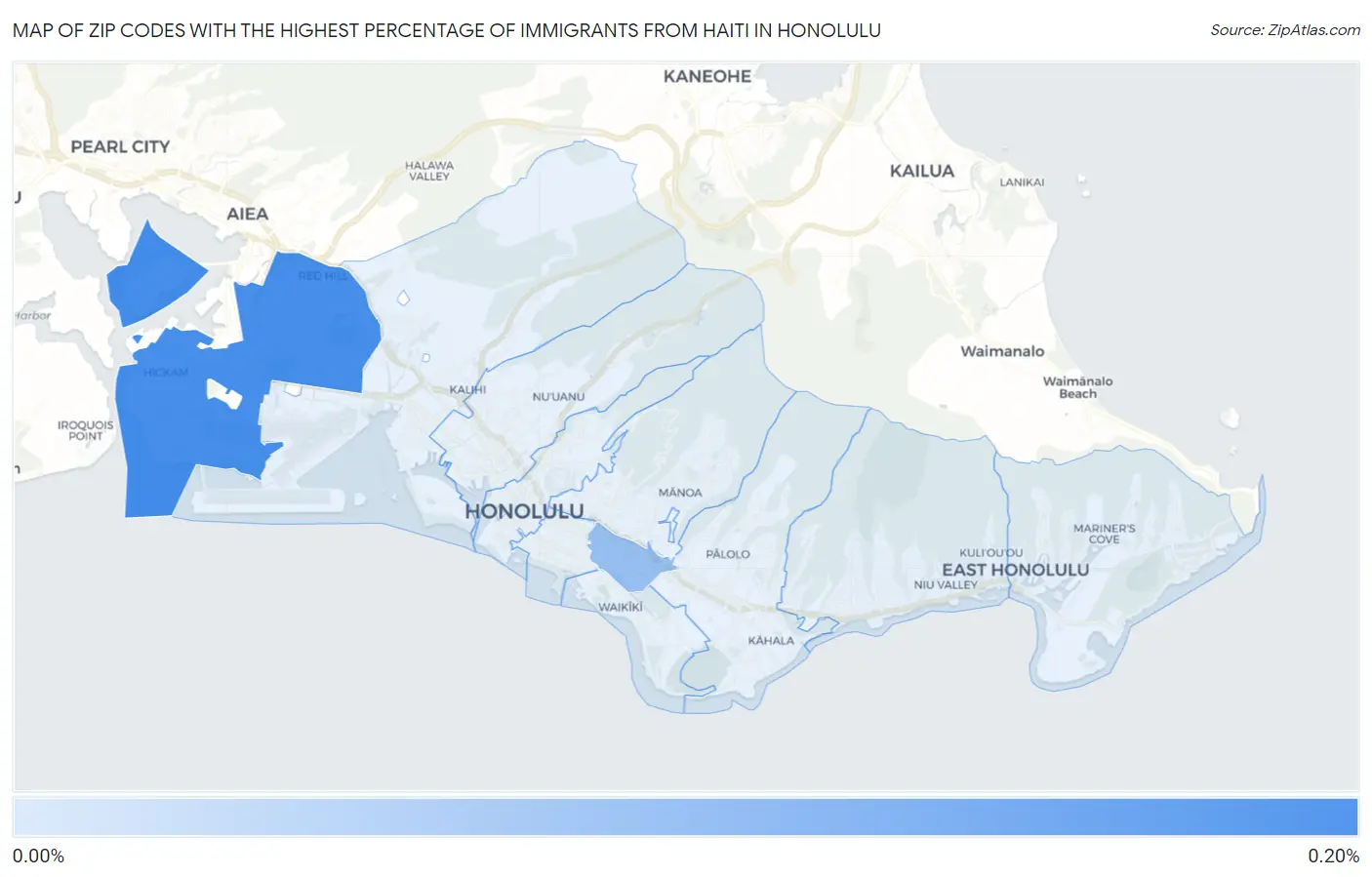 Zip Codes with the Highest Percentage of Immigrants from Haiti in Honolulu Map