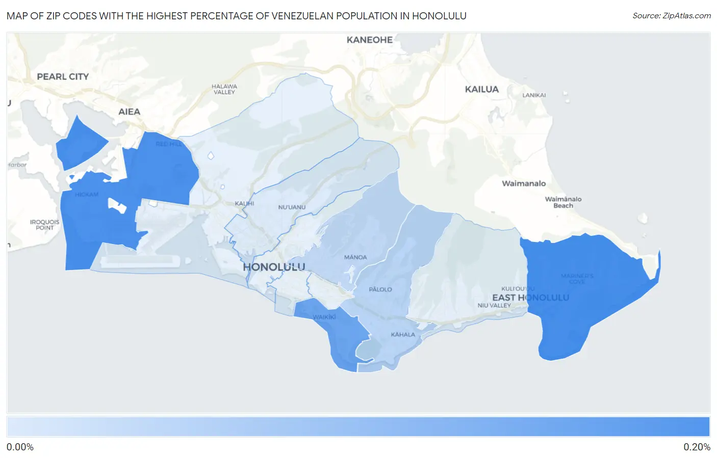 Zip Codes with the Highest Percentage of Venezuelan Population in Honolulu Map