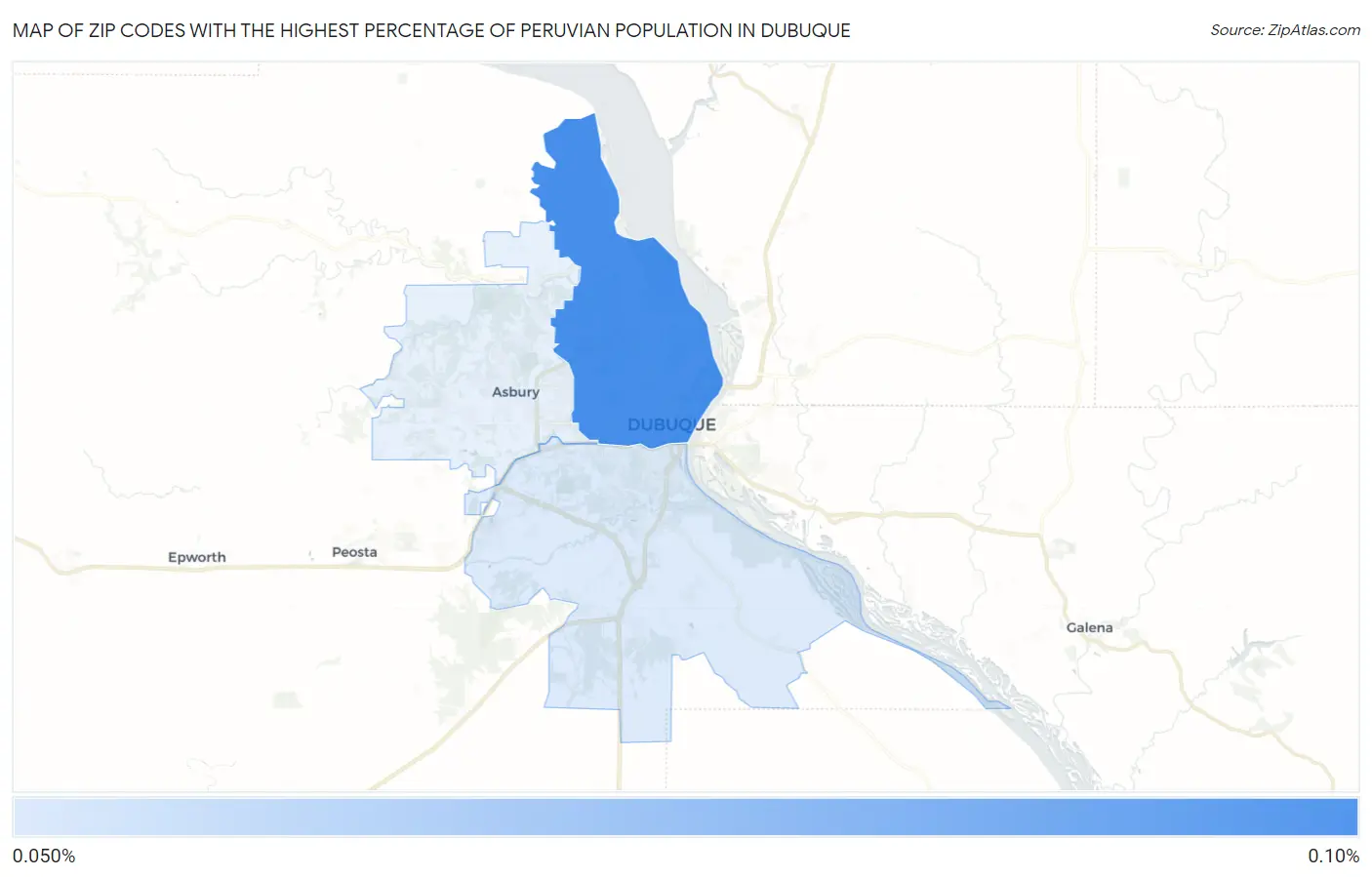 Zip Codes with the Highest Percentage of Peruvian Population in Dubuque Map