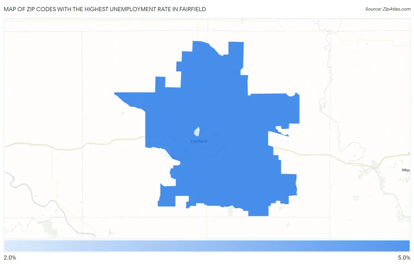 Zip Codes with the Highest Unemployment Rate in Fairfield Map