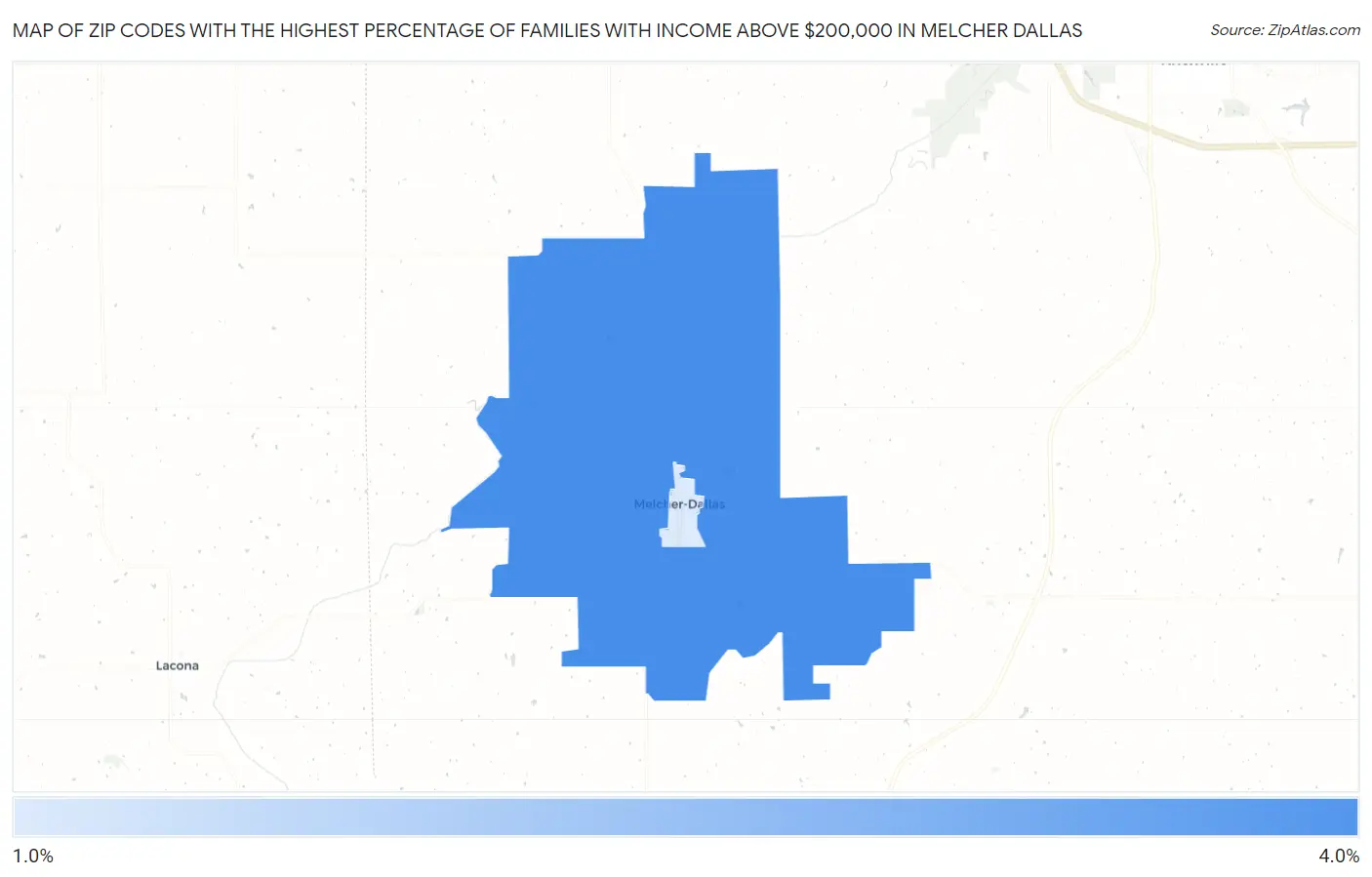 Zip Codes with the Highest Percentage of Families with Income Above $200,000 in Melcher Dallas Map