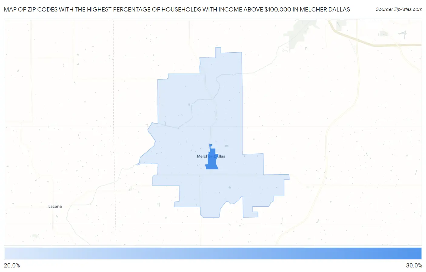Zip Codes with the Highest Percentage of Households with Income Above $100,000 in Melcher Dallas Map