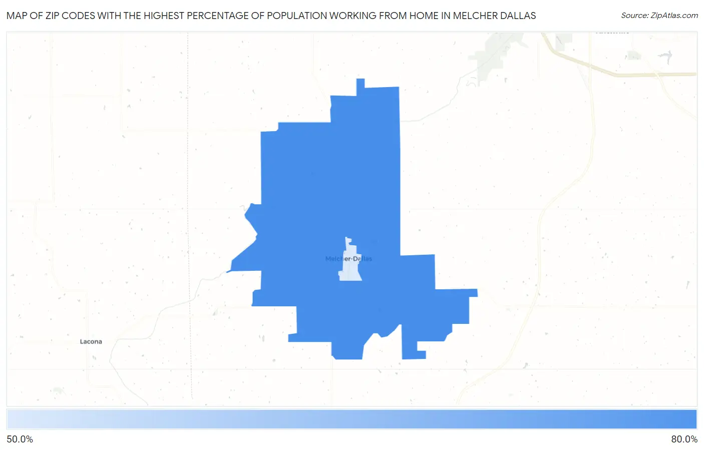 Zip Codes with the Highest Percentage of Population Working from Home in Melcher Dallas Map