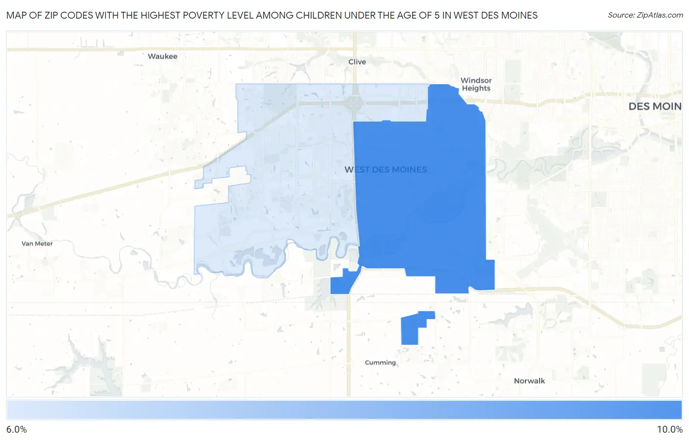 Zip Codes with the Highest Poverty Level Among Children Under the Age of 5 in West Des Moines Map