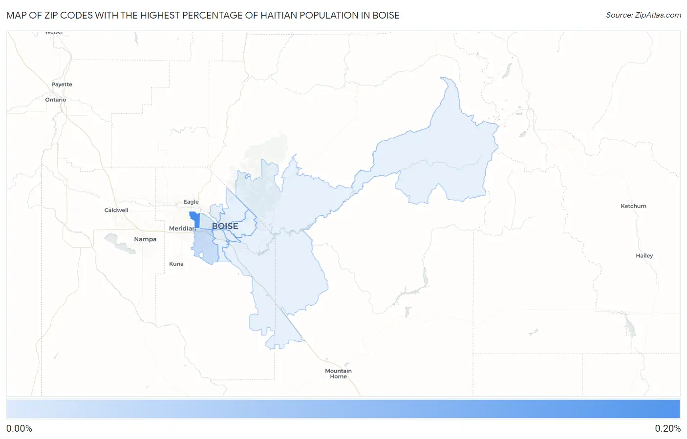 Zip Codes with the Highest Percentage of Haitian Population in Boise Map