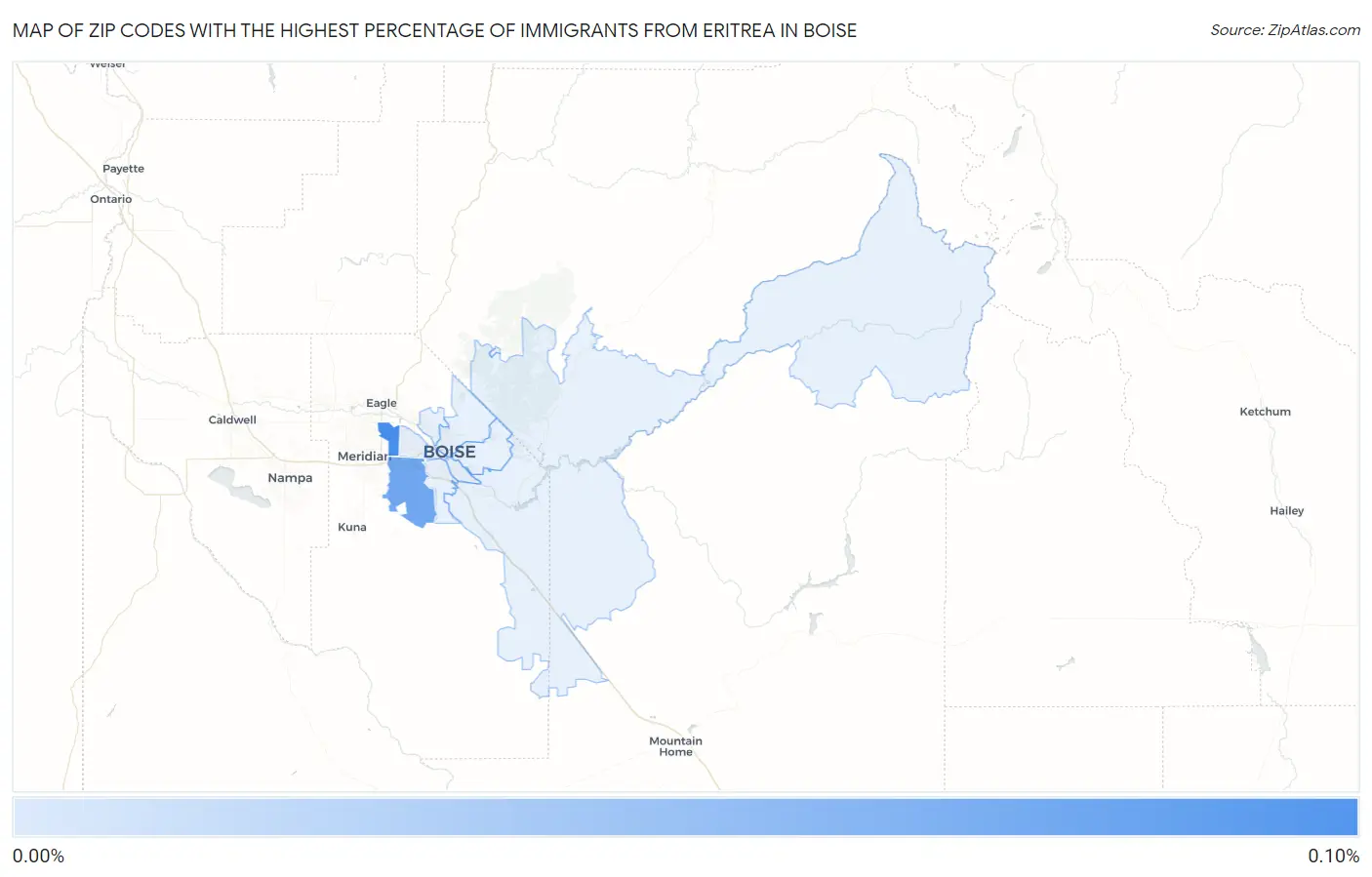 Zip Codes with the Highest Percentage of Immigrants from Eritrea in Boise Map