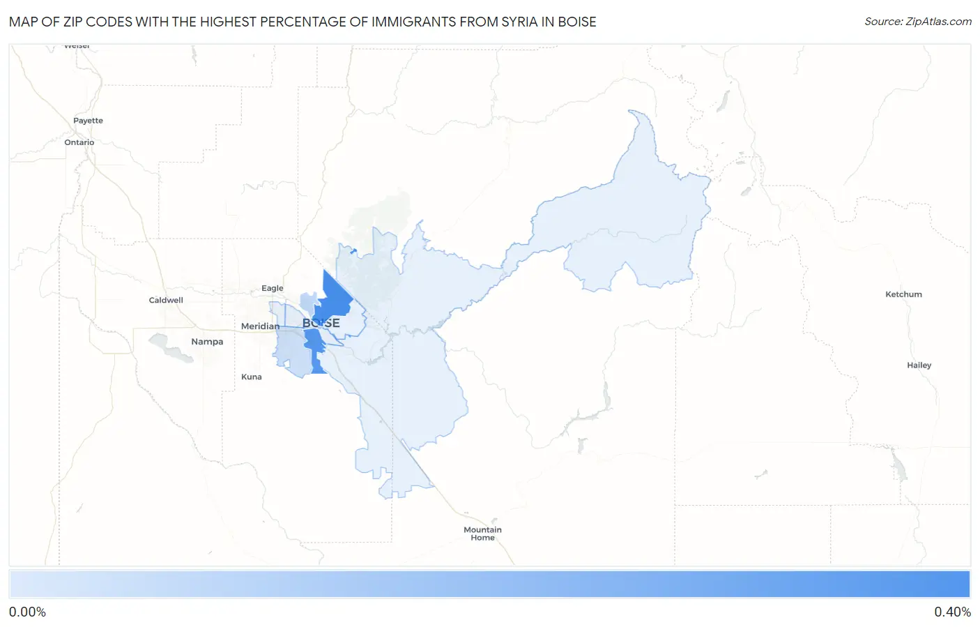 Zip Codes with the Highest Percentage of Immigrants from Syria in Boise Map