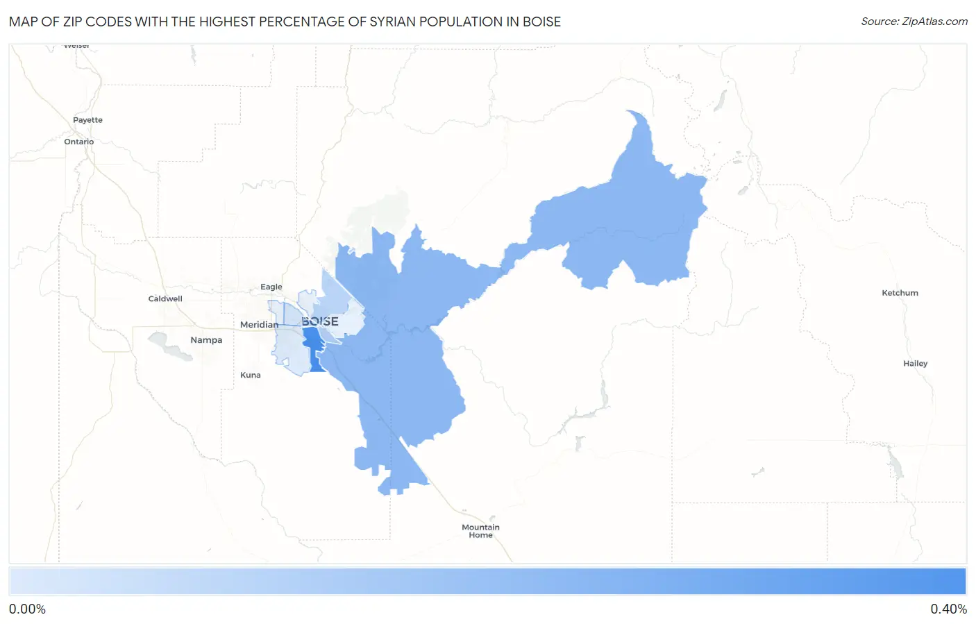 Zip Codes with the Highest Percentage of Syrian Population in Boise Map