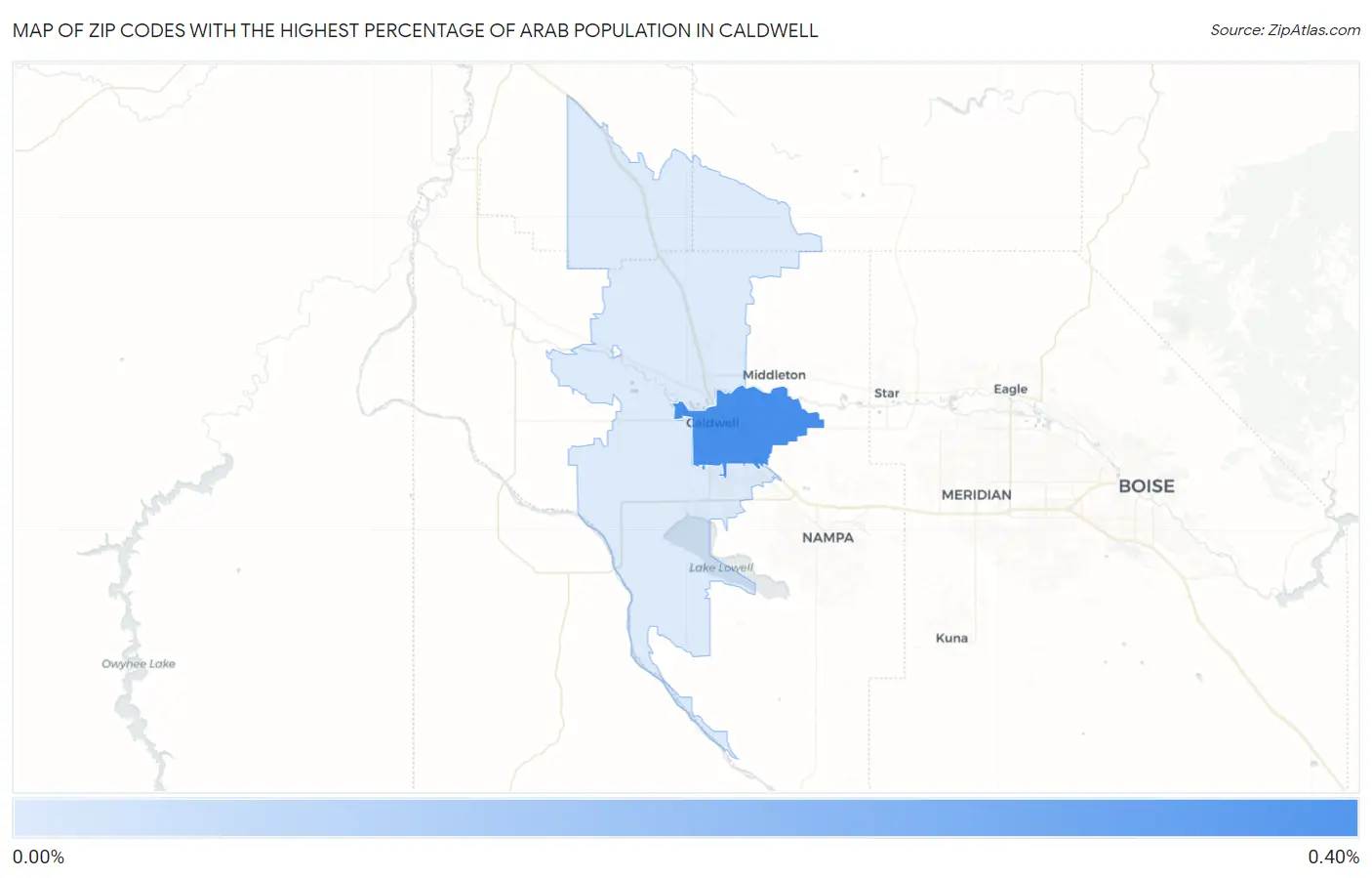 Zip Codes with the Highest Percentage of Arab Population in Caldwell Map