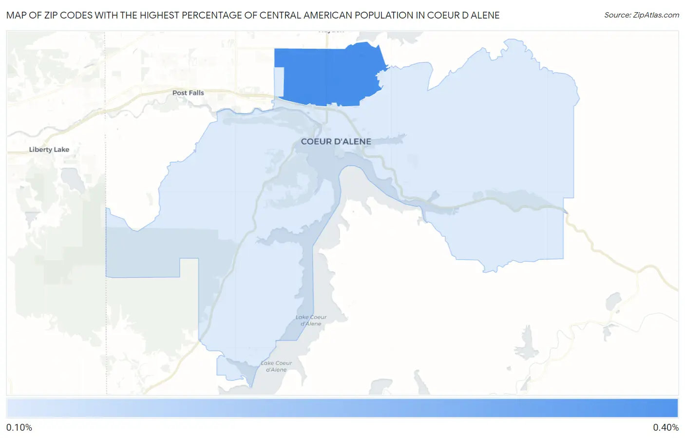 Zip Codes with the Highest Percentage of Central American Population in Coeur D Alene Map