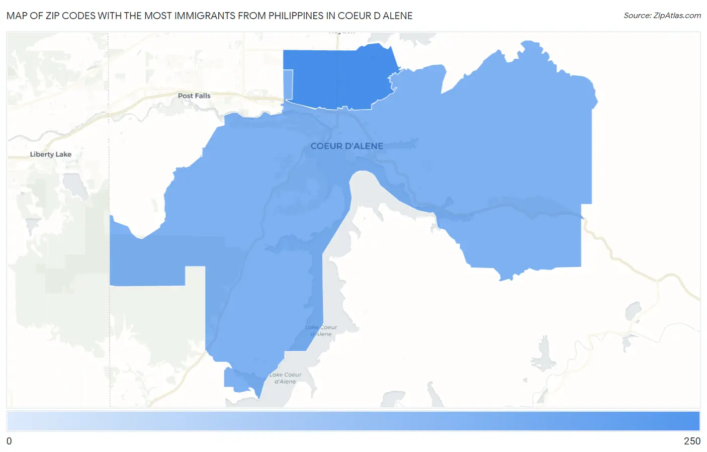Zip Codes with the Most Immigrants from Philippines in Coeur D Alene Map