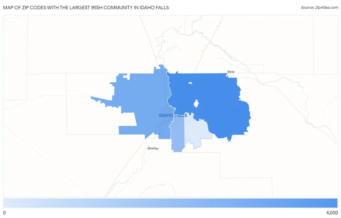 Zip Codes with the Largest Irish Community in Idaho Falls Map