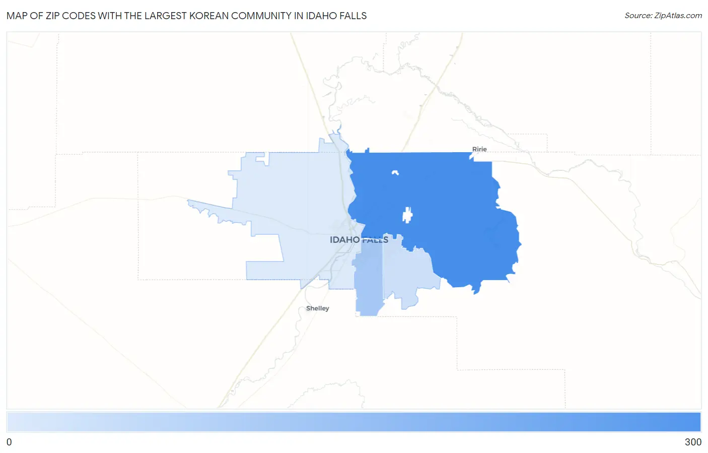Zip Codes with the Largest Korean Community in Idaho Falls Map