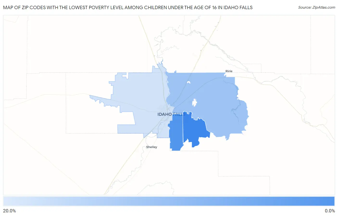 Zip Codes with the Lowest Poverty Level Among Children Under the Age of 16 in Idaho Falls Map