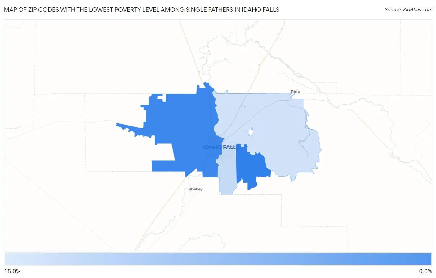Zip Codes with the Lowest Poverty Level Among Single Fathers in Idaho Falls Map
