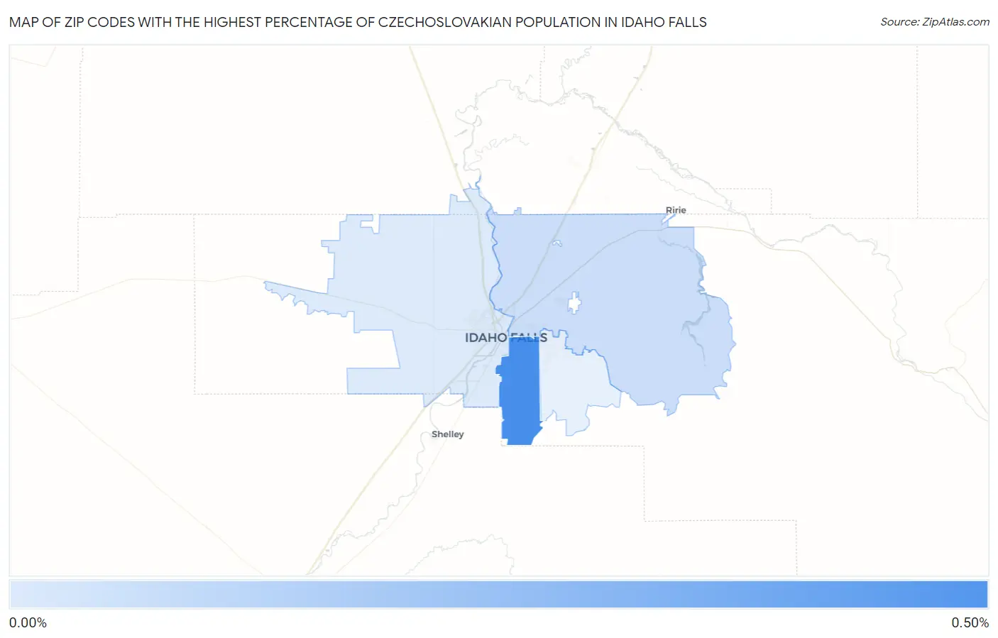 Zip Codes with the Highest Percentage of Czechoslovakian Population in Idaho Falls Map