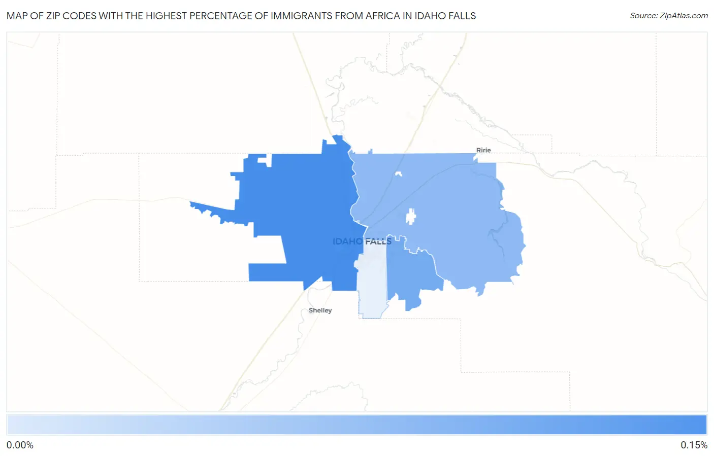 Zip Codes with the Highest Percentage of Immigrants from Africa in Idaho Falls Map
