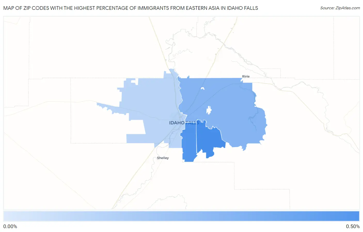 Zip Codes with the Highest Percentage of Immigrants from Eastern Asia in Idaho Falls Map