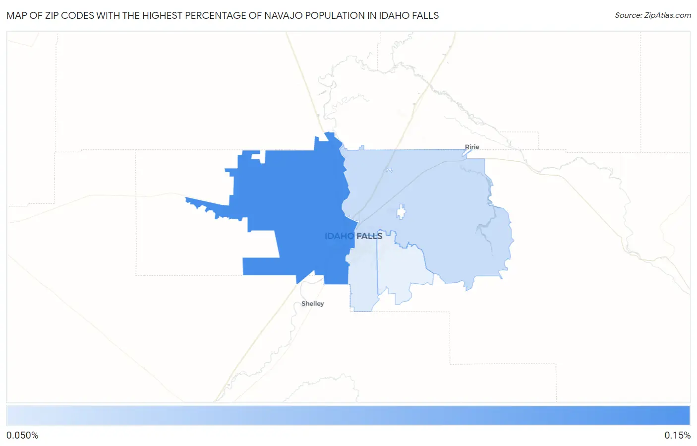 Zip Codes with the Highest Percentage of Navajo Population in Idaho Falls Map