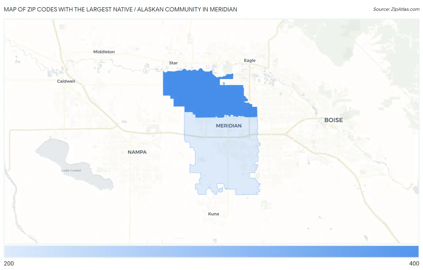 Zip Codes with the Largest Native / Alaskan Community in Meridian Map