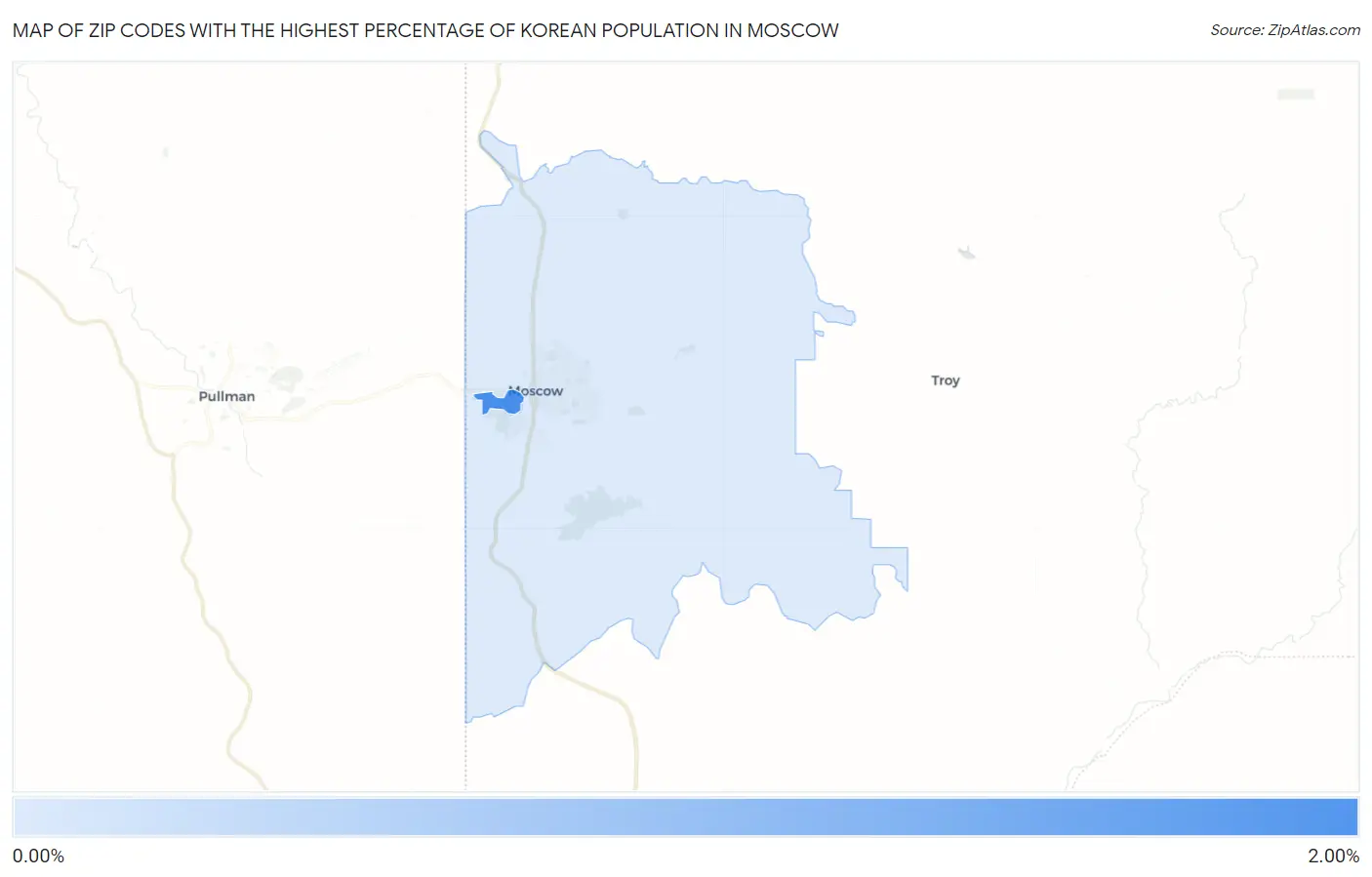 Zip Codes with the Highest Percentage of Korean Population in Moscow Map