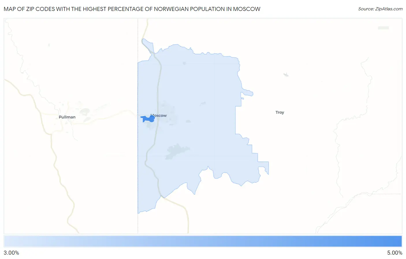 Zip Codes with the Highest Percentage of Norwegian Population in Moscow Map