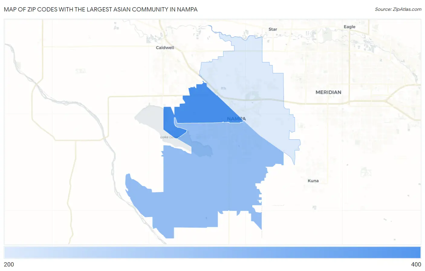 Zip Codes with the Largest Asian Community in Nampa Map