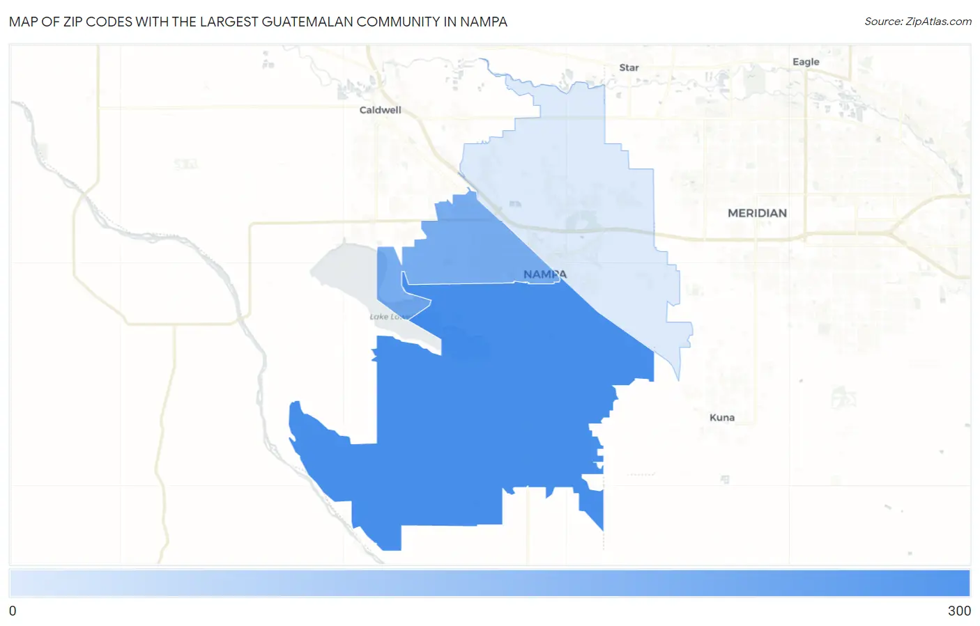 Zip Codes with the Largest Guatemalan Community in Nampa Map