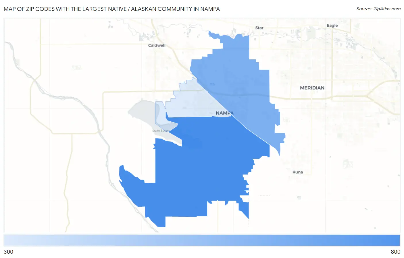 Zip Codes with the Largest Native / Alaskan Community in Nampa Map